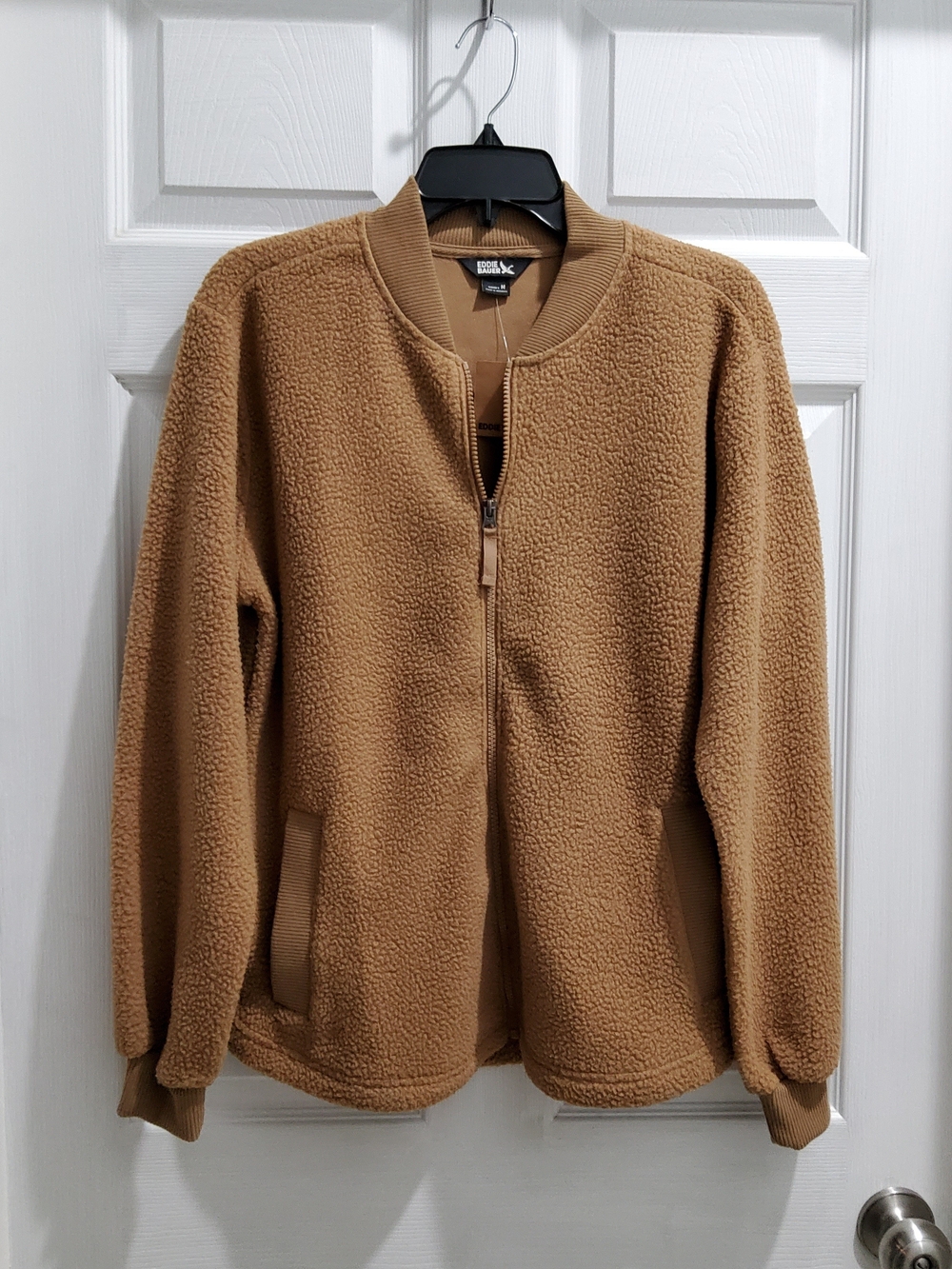 Womens Camel Sherpa Zip Jacket